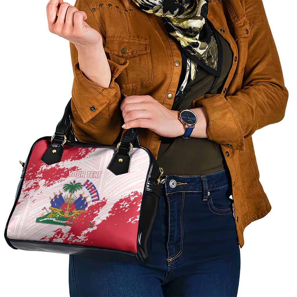 Custom Haiti Football Shoulder Handbag Les Grenadiers Red Grunge Polynesian Tattoo LT14