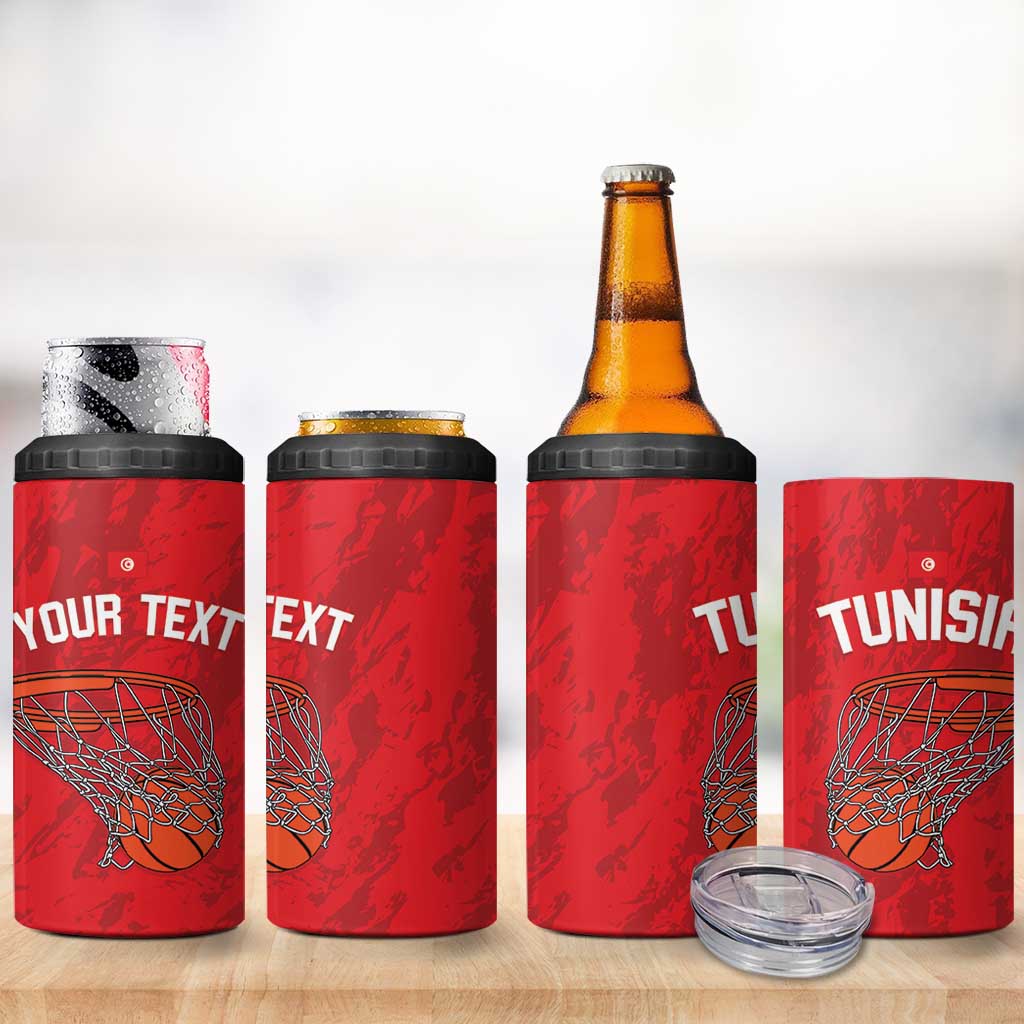 Afro Basketball Custom Tunisia 4 in 1 Can Cooler Tumbler Go Champions Eagles of Carthage LT14