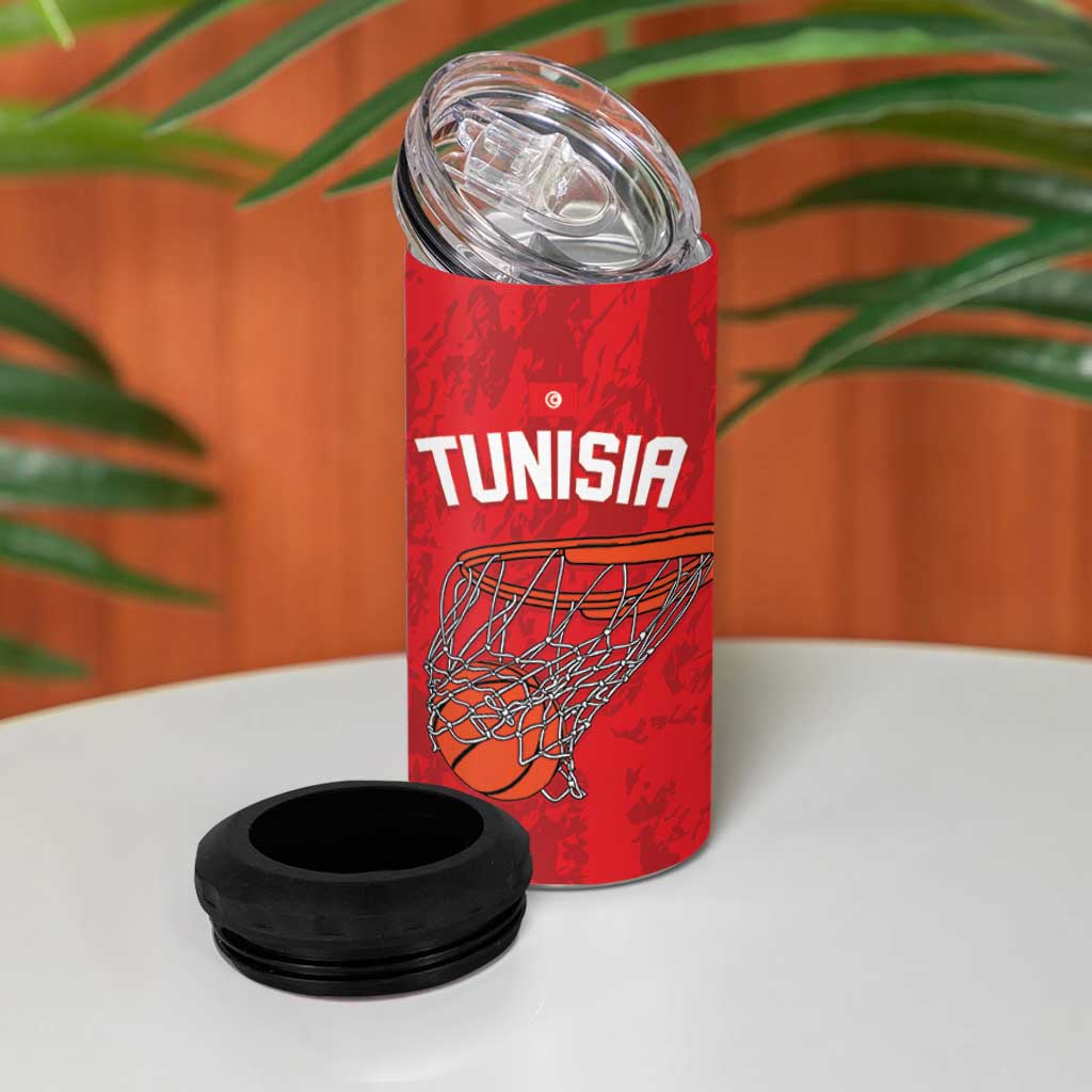 Afro Basketball Custom Tunisia 4 in 1 Can Cooler Tumbler Go Champions Eagles of Carthage LT14