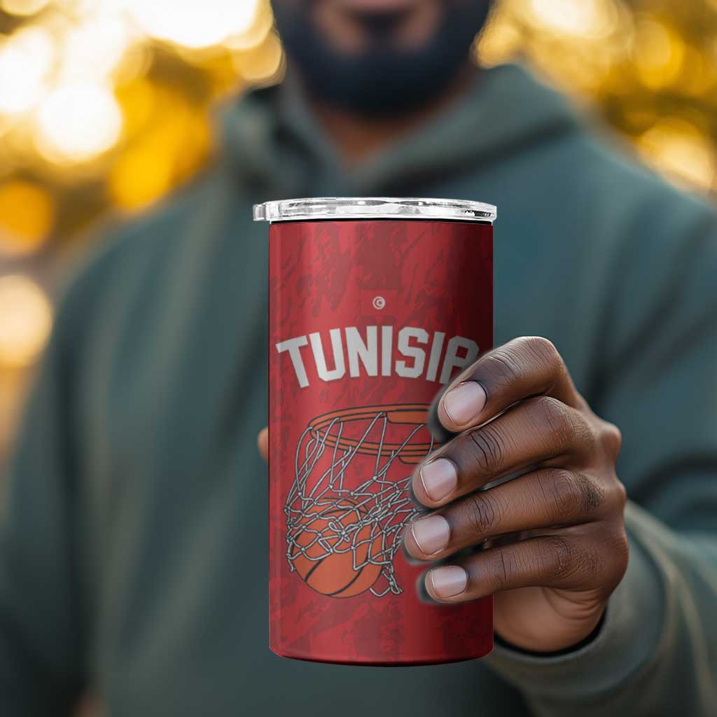 Afro Basketball Custom Tunisia 4 in 1 Can Cooler Tumbler Go Champions Eagles of Carthage LT14