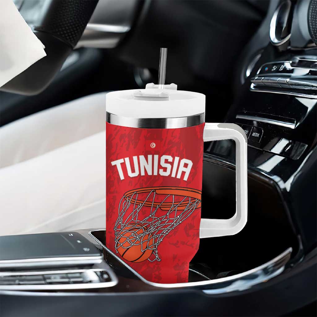 Afro Basketball Custom Tunisia Tumbler With Handle Go Champions Eagles of Carthage LT14