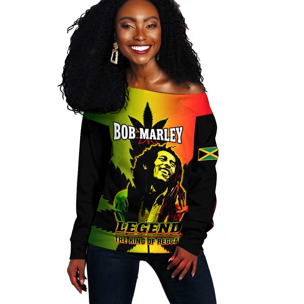 Afro Jamaica Legend Bob Off Shoulder Sweater The King Of Reggae LT14