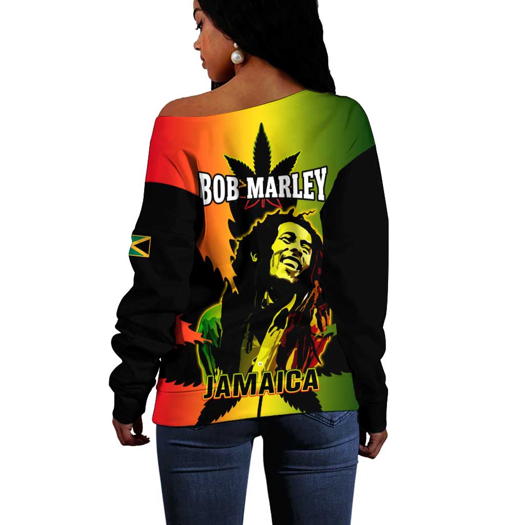 Afro Jamaica Legend Bob Off Shoulder Sweater The King Of Reggae LT14