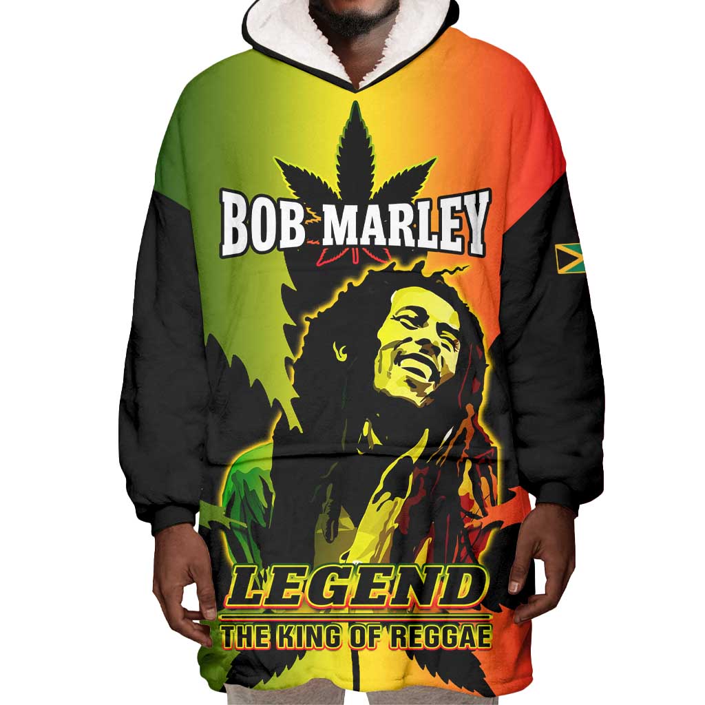 Afro Jamaica Legend Bob Wearable Blanket Hoodie The King Of Reggae LT14