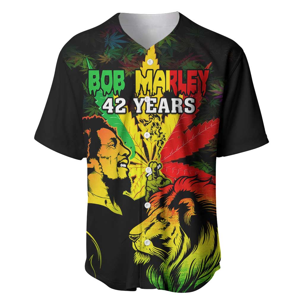 Afro Jamaica Legend Bob Baseball Jersey Lion With Cannabis Leaf Pattern LT14