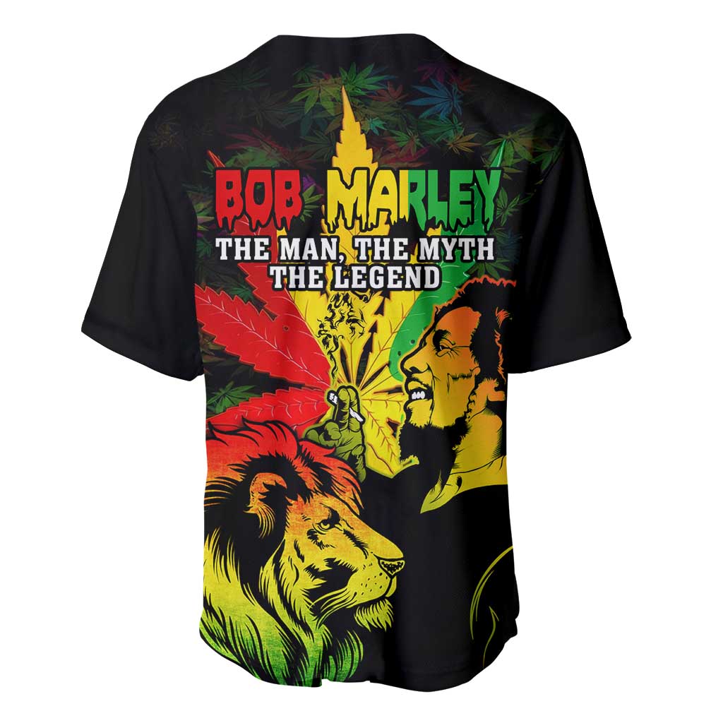 Afro Jamaica Legend Bob Baseball Jersey Lion With Cannabis Leaf Pattern LT14