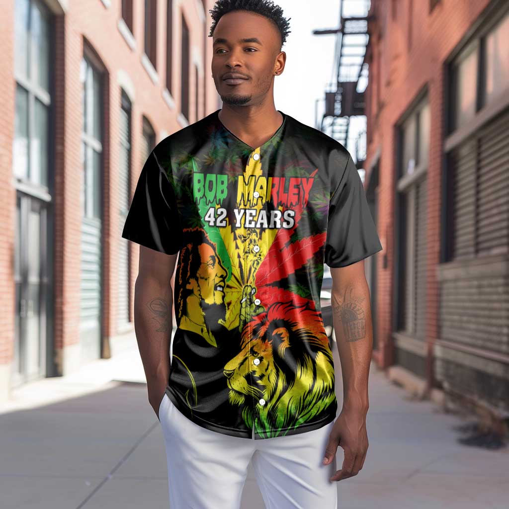 Afro Jamaica Legend Bob Baseball Jersey Lion With Cannabis Leaf Pattern LT14