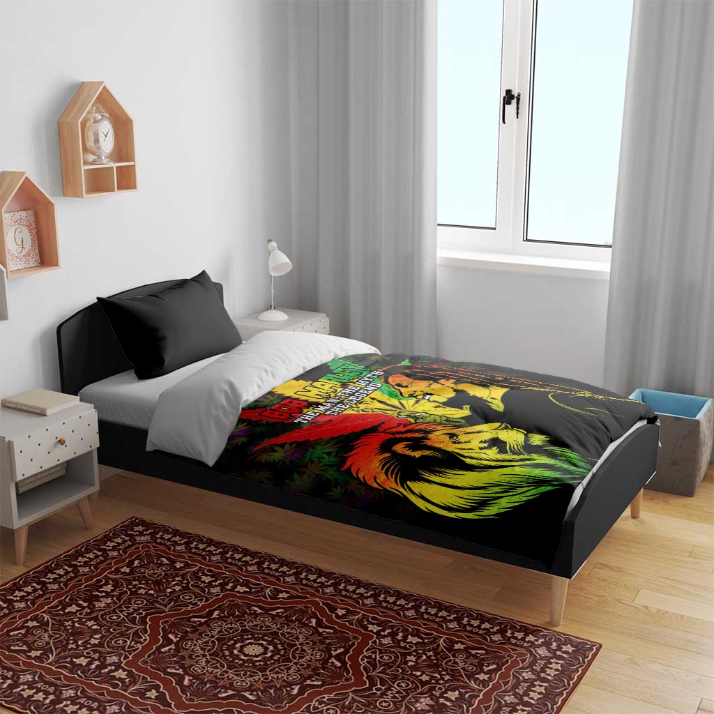 Afro Jamaica Legend Bob Bedding Set Lion With Cannabis Leaf Pattern LT14