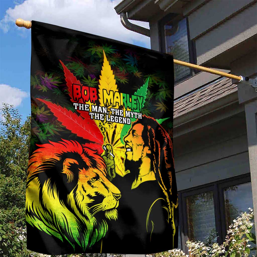 Afro Jamaica Legend Bob Garden Flag Lion With Cannabis Leaf Pattern LT14