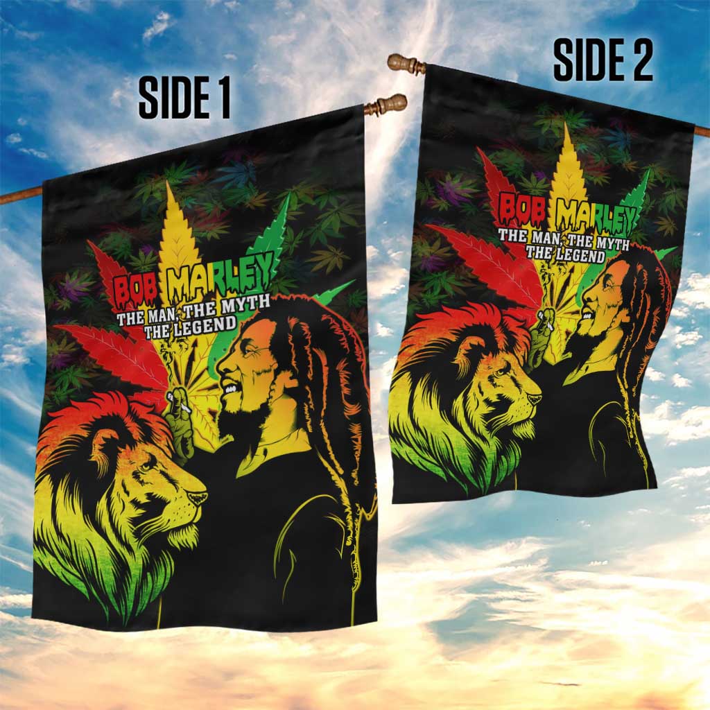 Afro Jamaica Legend Bob Garden Flag Lion With Cannabis Leaf Pattern LT14
