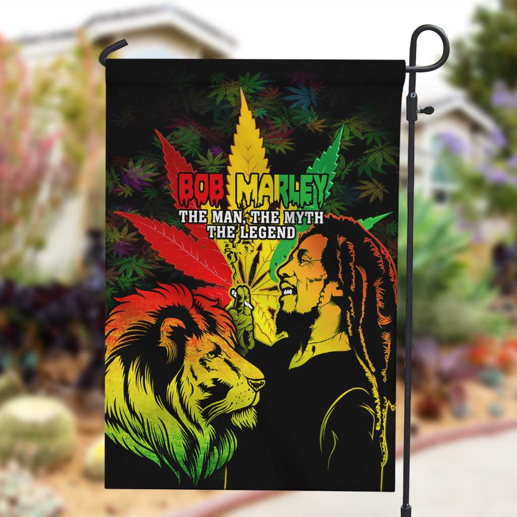 Afro Jamaica Legend Bob Garden Flag Lion With Cannabis Leaf Pattern LT14