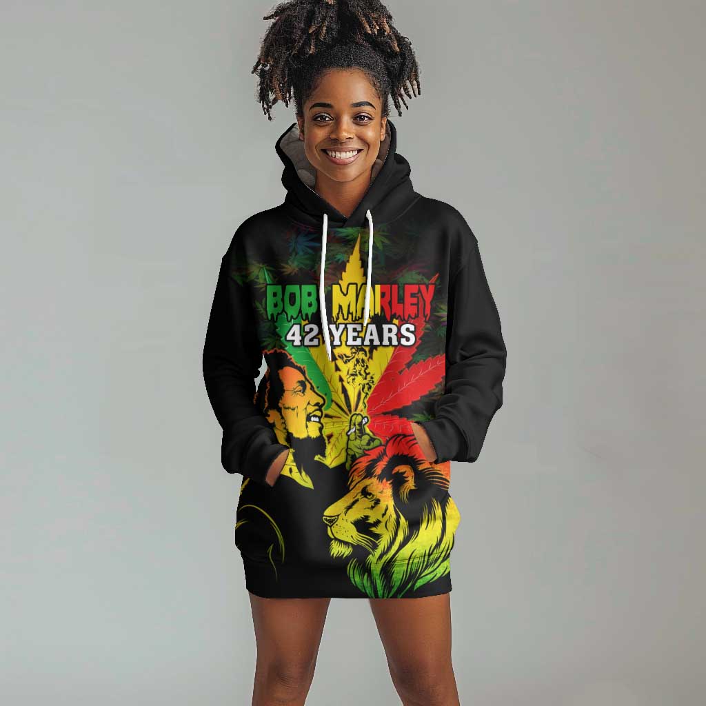 Afro Jamaica Legend Bob Hoodie Dress Lion With Cannabis Leaf Pattern LT14