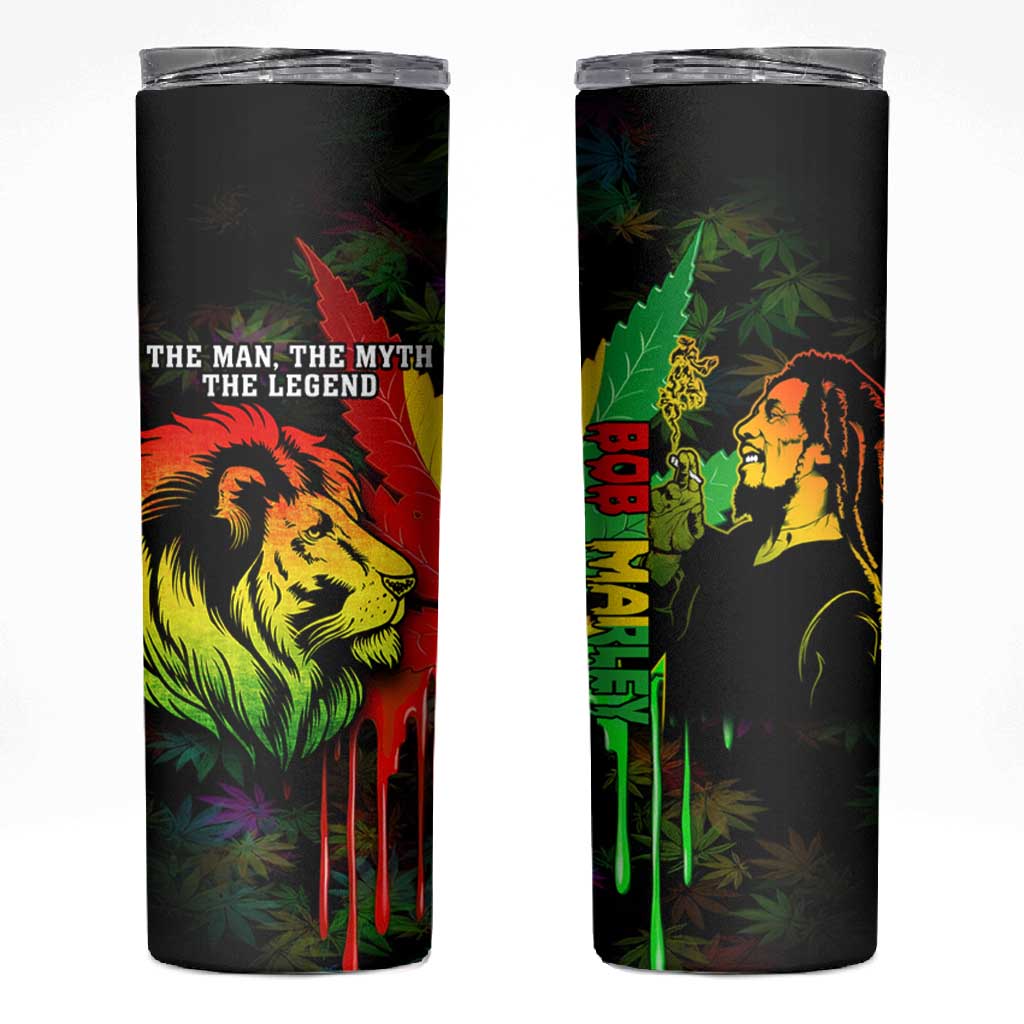 Afro Jamaica Legend Bob Skinny Tumbler Lion With Cannabis Leaf Pattern LT14