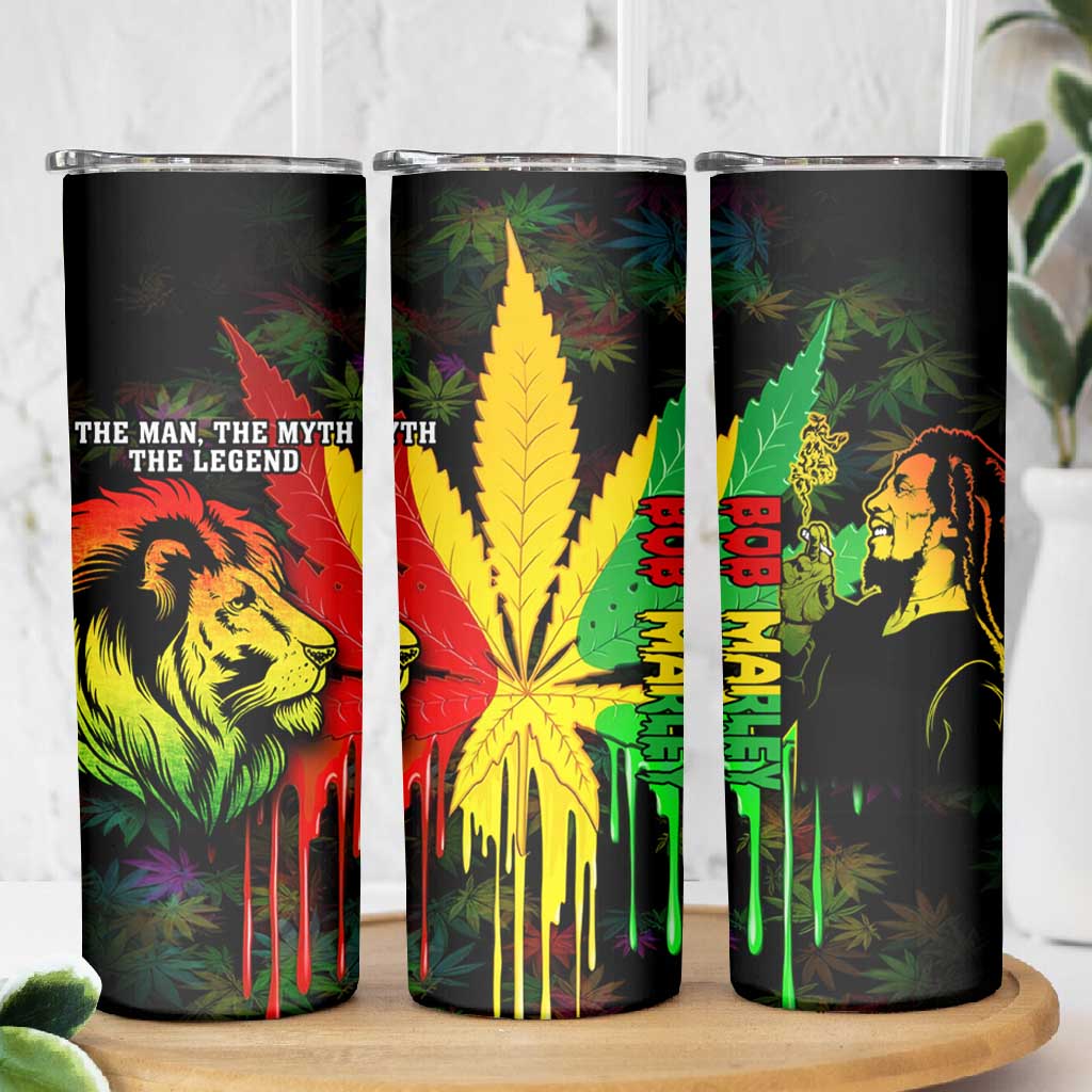 Afro Jamaica Legend Bob Skinny Tumbler Lion With Cannabis Leaf Pattern LT14