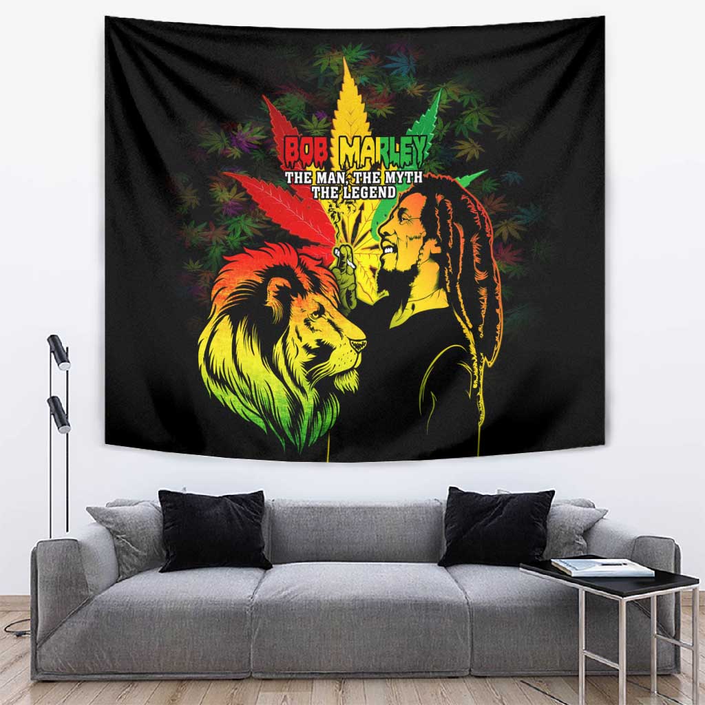 Afro Jamaica Legend Bob Tapestry Lion With Cannabis Leaf Pattern LT14