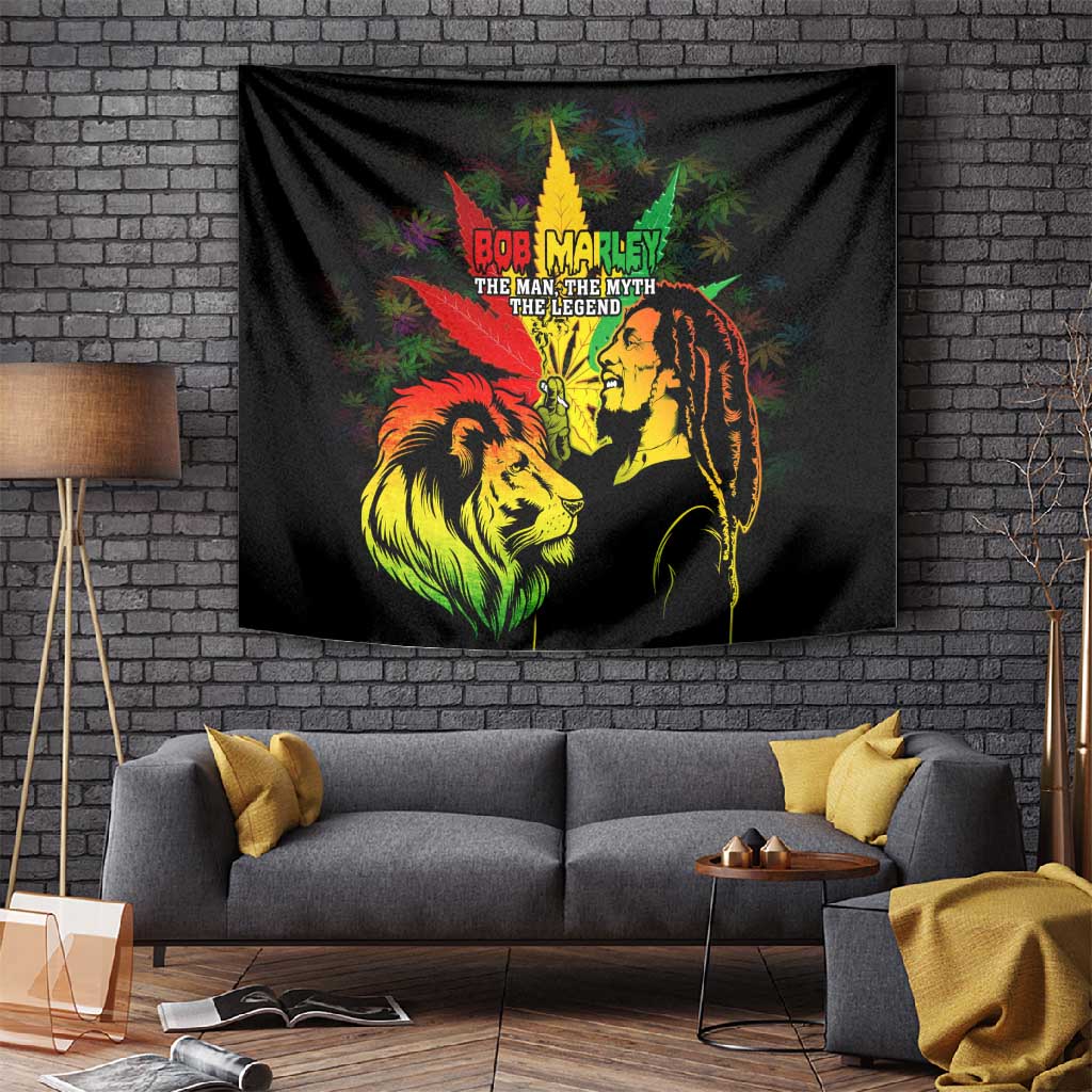 Afro Jamaica Legend Bob Tapestry Lion With Cannabis Leaf Pattern LT14