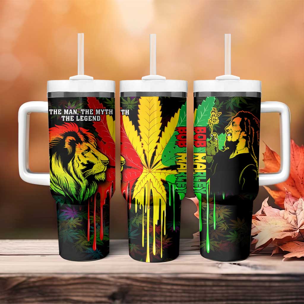 Afro Jamaica Legend Bob Tumbler With Handle Lion With Cannabis Leaf Pattern LT14