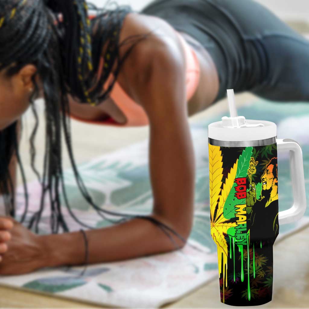 Afro Jamaica Legend Bob Tumbler With Handle Lion With Cannabis Leaf Pattern LT14
