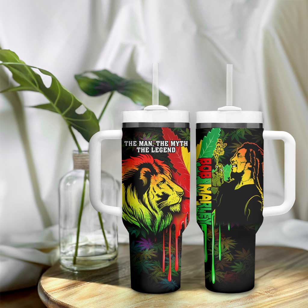 Afro Jamaica Legend Bob Tumbler With Handle Lion With Cannabis Leaf Pattern LT14