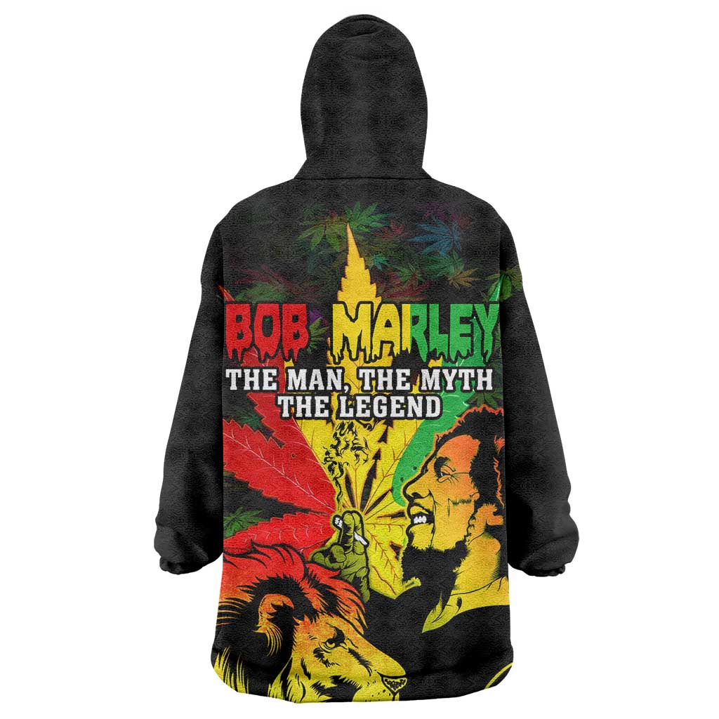 Afro Jamaica Legend Bob Wearable Blanket Hoodie Lion With Cannabis Leaf Pattern LT14