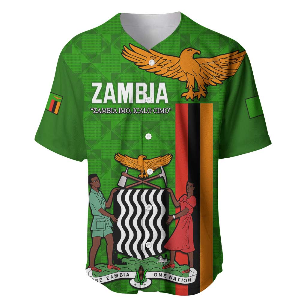 Personalised Zambia Independence Day Baseball Jersey Kente Pattern LT14