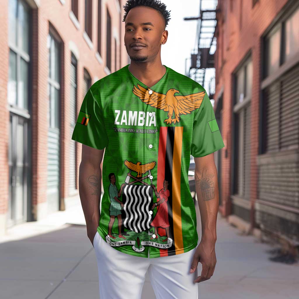 Personalised Zambia Independence Day Baseball Jersey Kente Pattern LT14
