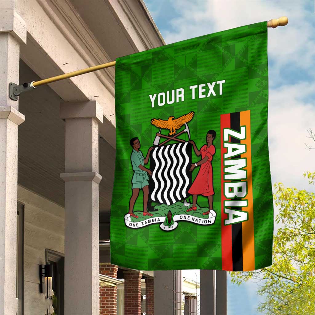 Personalised Zambia Independence Day Garden Flag Kente Pattern LT14