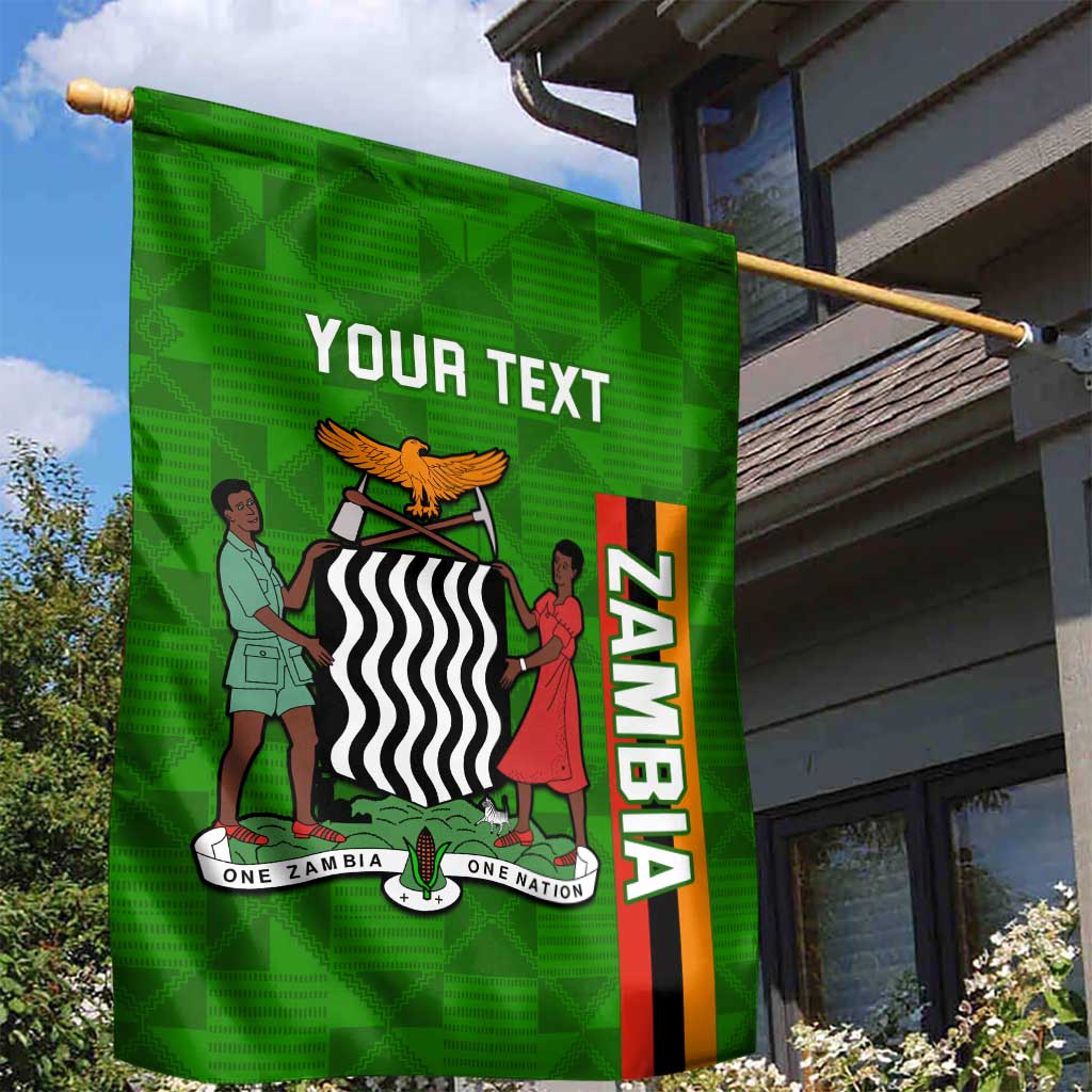 Personalised Zambia Independence Day Garden Flag Kente Pattern LT14