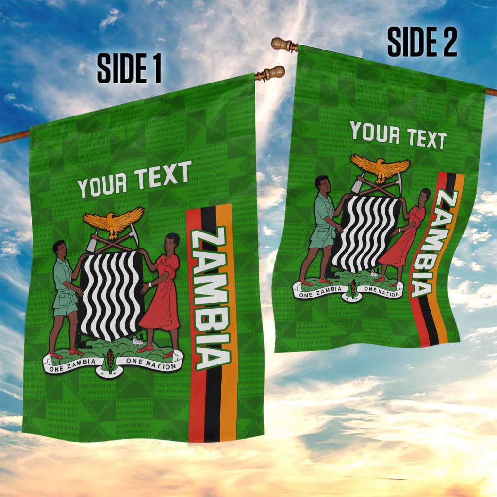 Personalised Zambia Independence Day Garden Flag Kente Pattern LT14