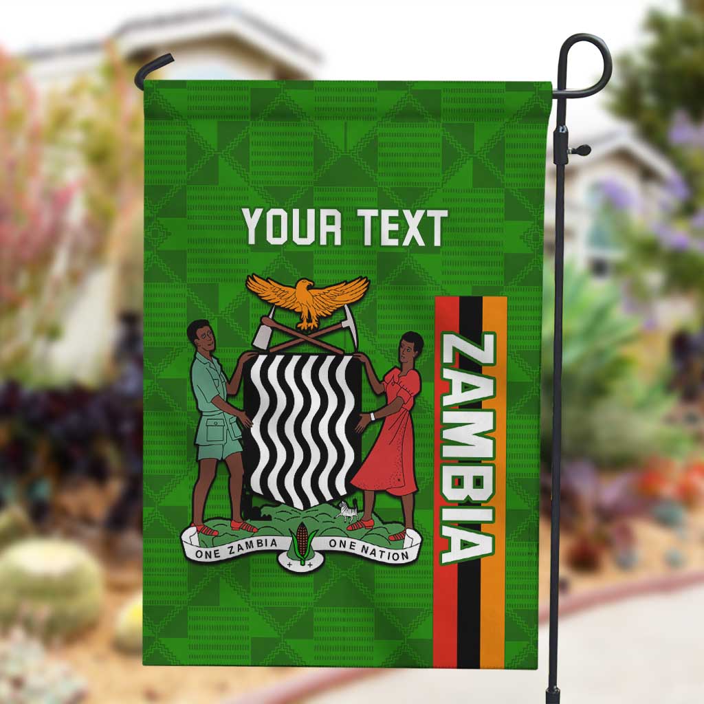 Personalised Zambia Independence Day Garden Flag Kente Pattern LT14