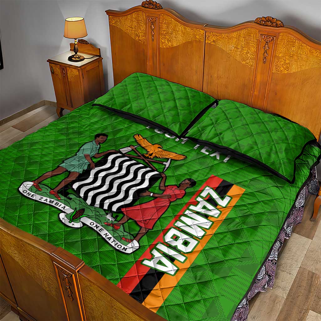 Personalised Zambia Independence Day Quilt Bed Set Kente Pattern LT14