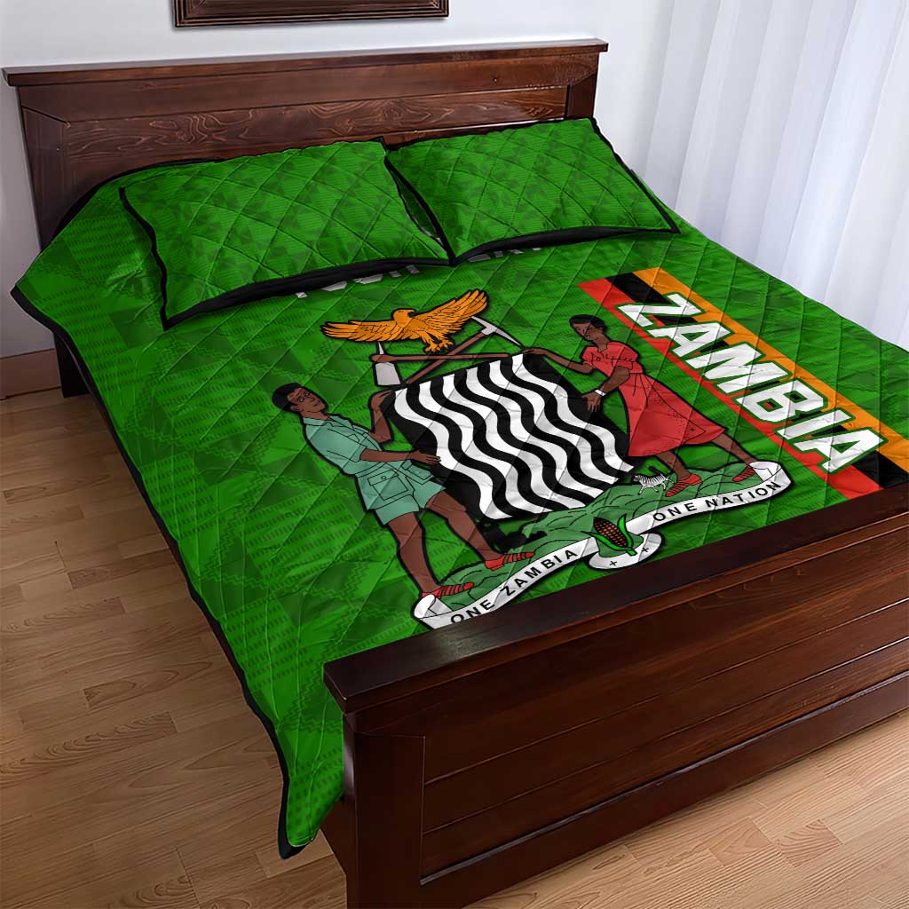 Personalised Zambia Independence Day Quilt Bed Set Kente Pattern LT14
