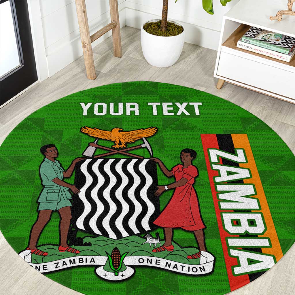 Personalised Zambia Independence Day Round Carpet Kente Pattern LT14