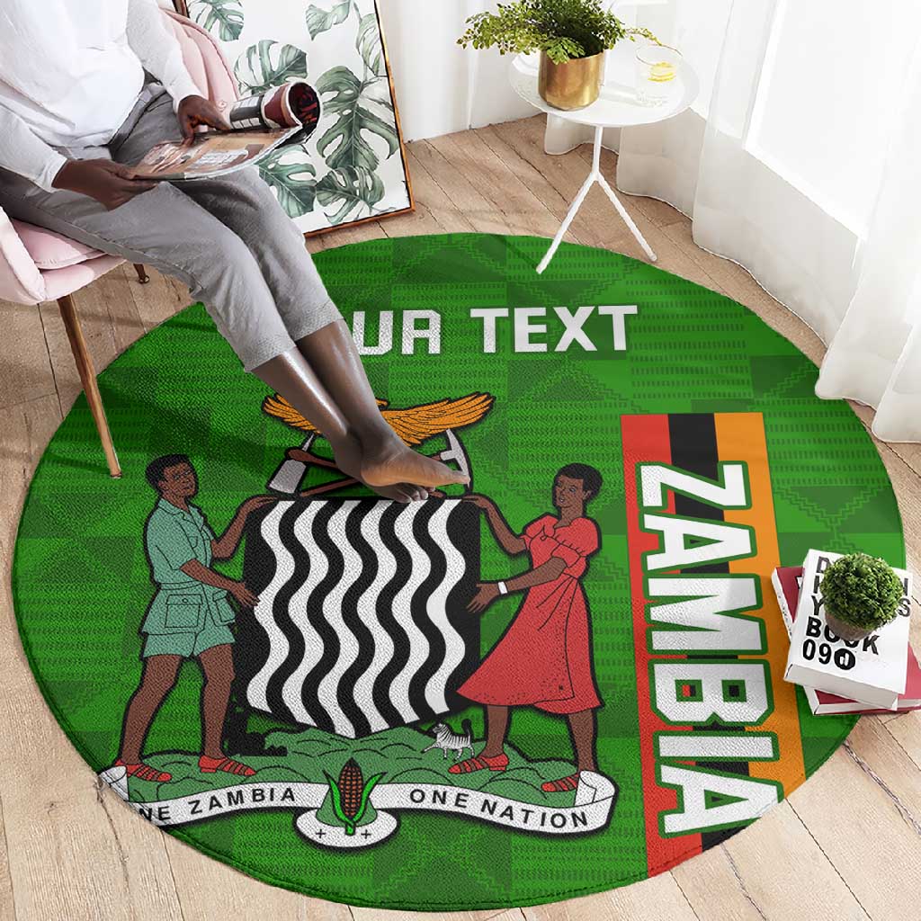 Personalised Zambia Independence Day Round Carpet Kente Pattern LT14