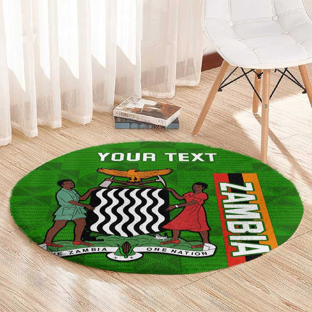 Personalised Zambia Independence Day Round Carpet Kente Pattern LT14