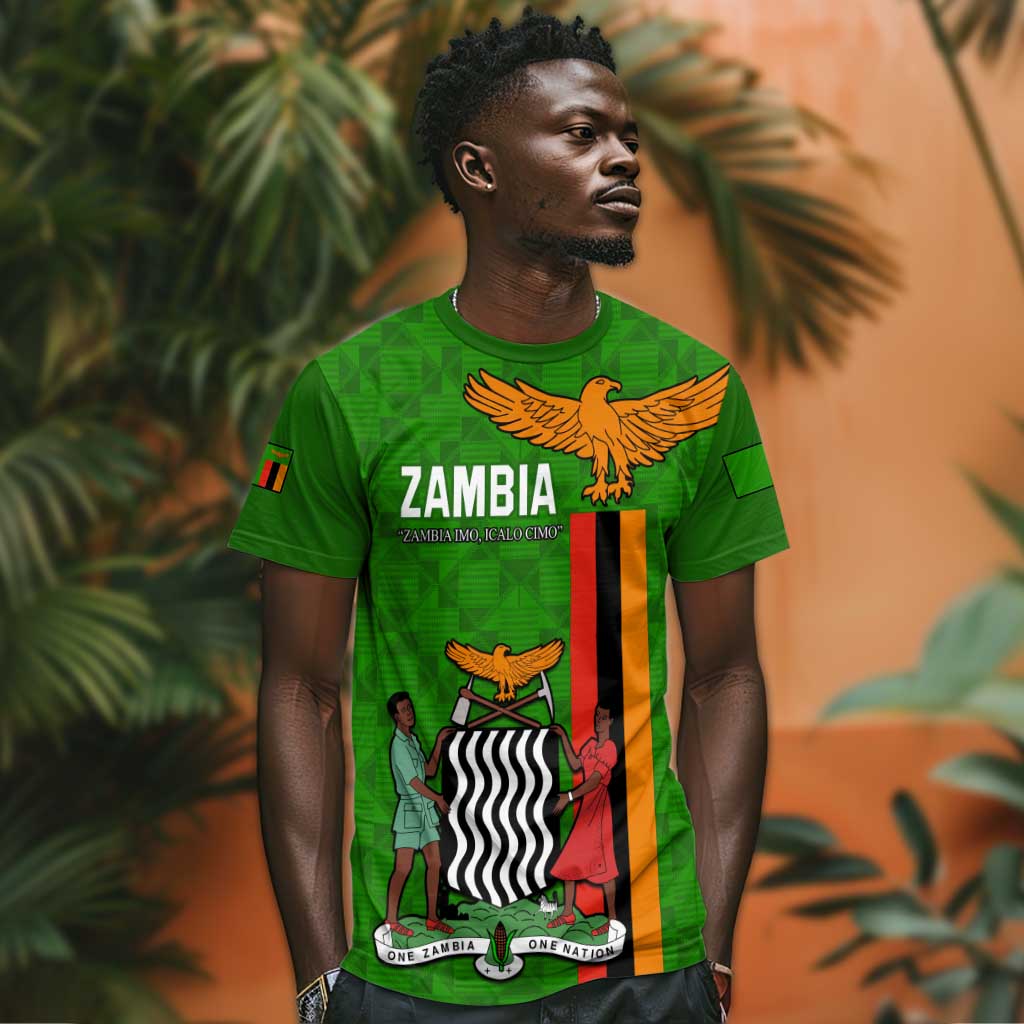 Personalised Zambia Independence Day T shirt Kente Pattern LT14