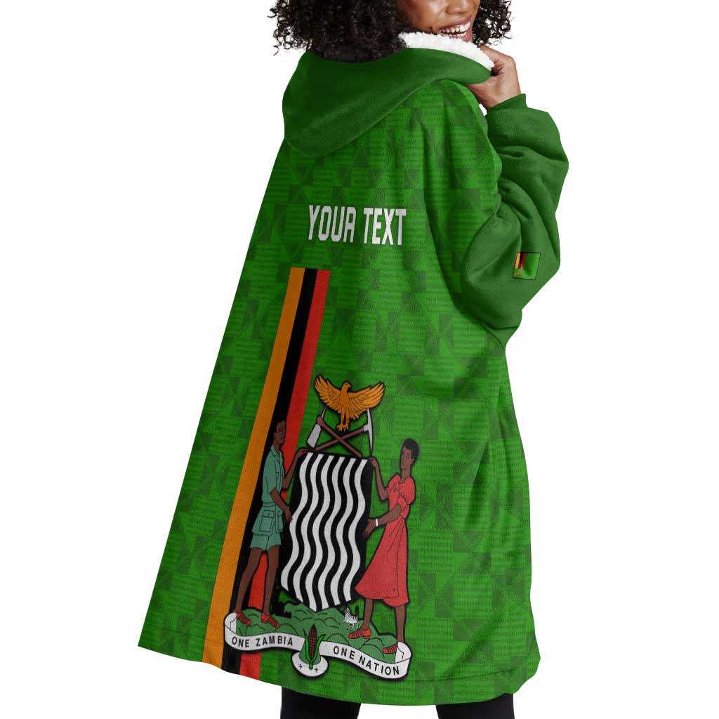 Personalised Zambia Independence Day Wearable Blanket Hoodie Kente Pattern LT14