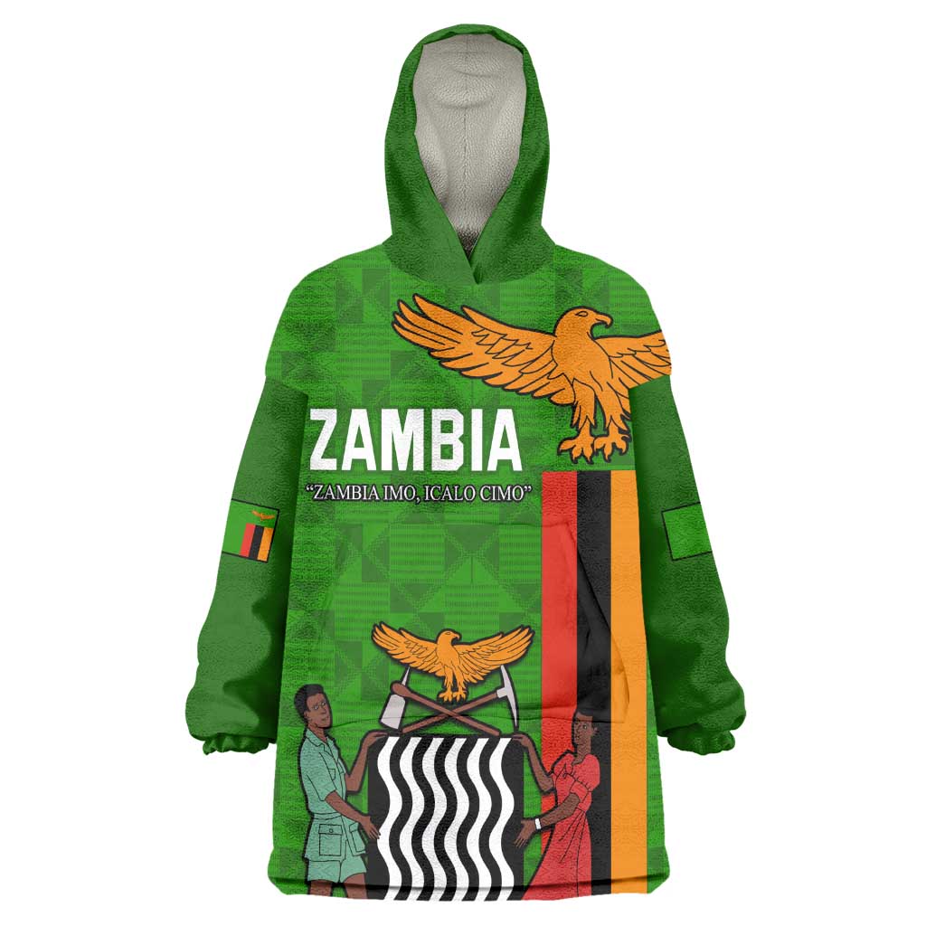 Personalised Zambia Independence Day Wearable Blanket Hoodie Kente Pattern LT14