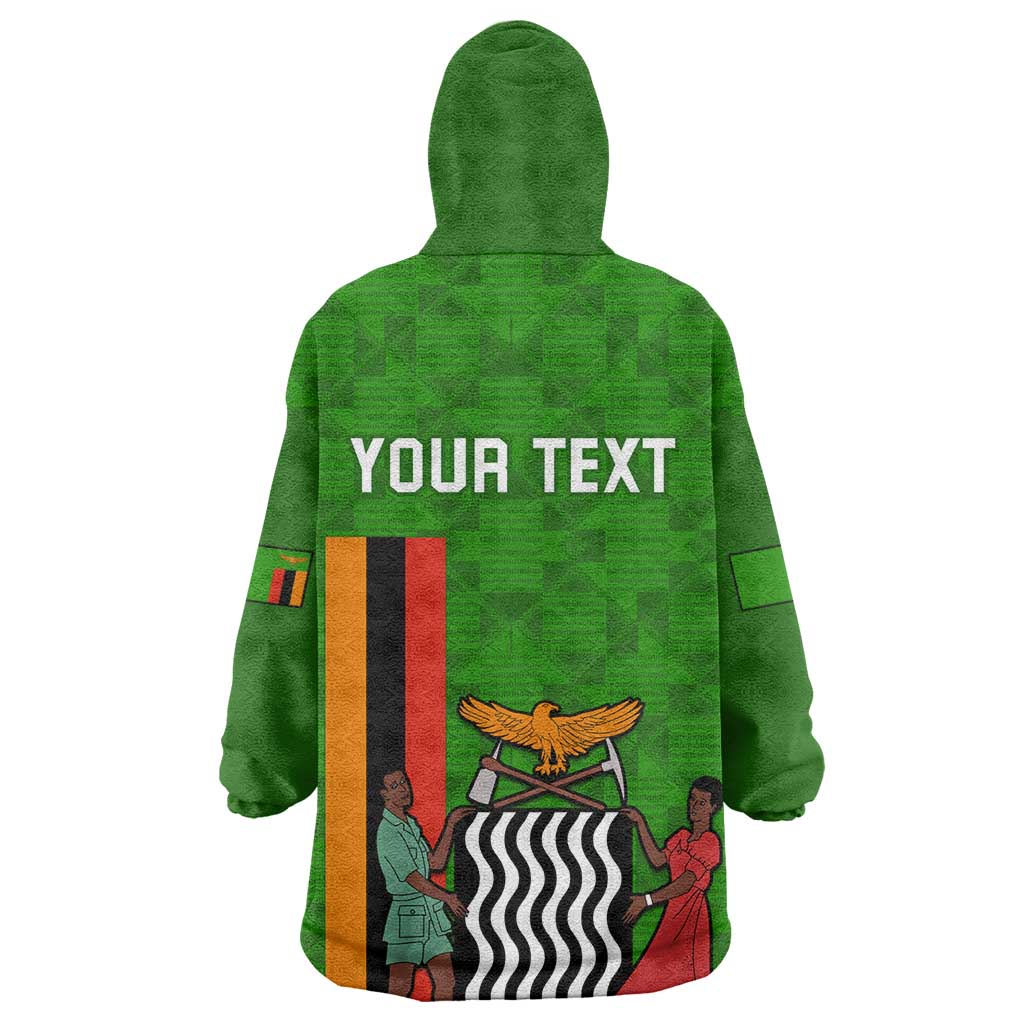 Personalised Zambia Independence Day Wearable Blanket Hoodie Kente Pattern LT14