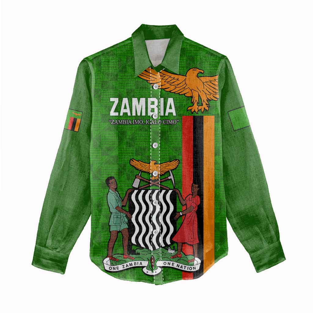 Personalised Zambia Independence Day Women Casual Shirt Kente Pattern LT14