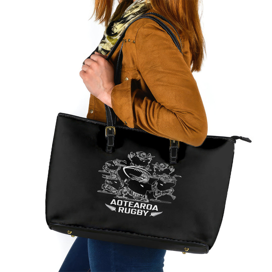 New Zealand Silver Fern Rugby Leather Tote Bag Haka Aotearoa Kiwi Dance LT14