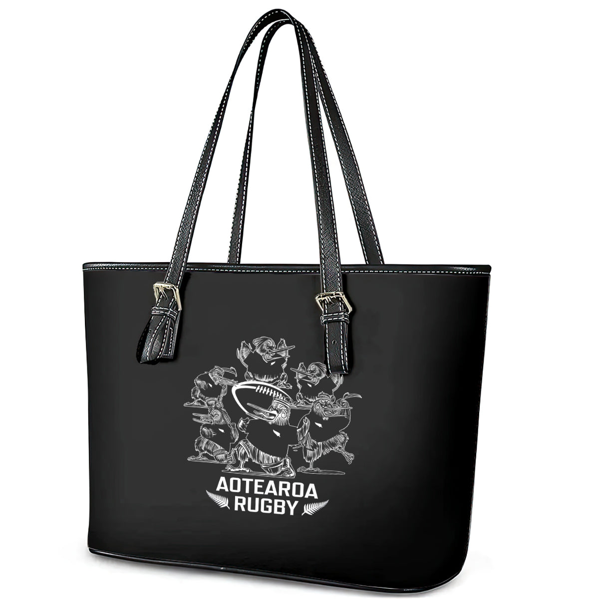 New Zealand Silver Fern Rugby Leather Tote Bag Haka Aotearoa Kiwi Dance LT14