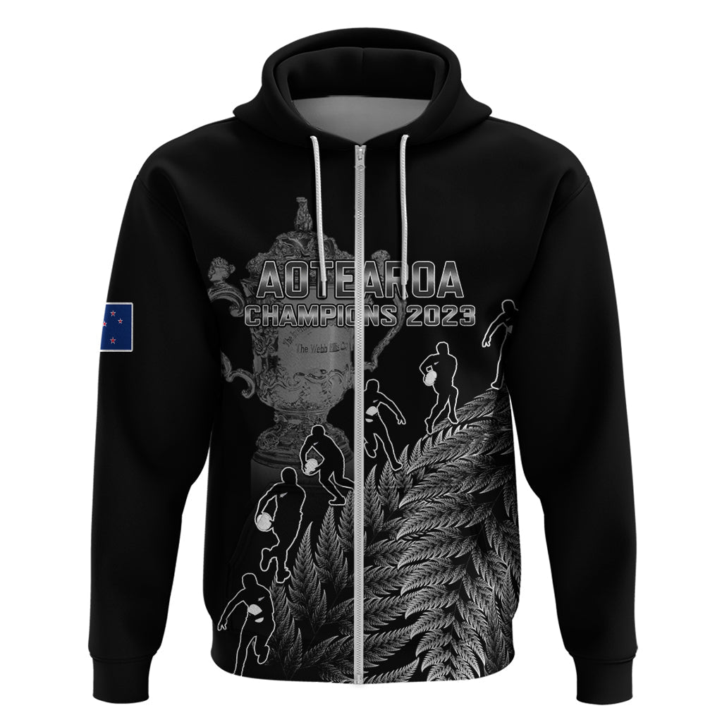 Custom New Zealand Silver Fern Rugby Hoodie All Black Go Champions 2023 With Trophy Proud LT14