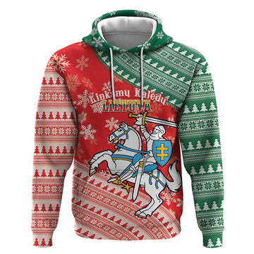 Lietuva Christmas Hoodie Linksmu Kaledu - Lithuania Coat Of Arms LT14