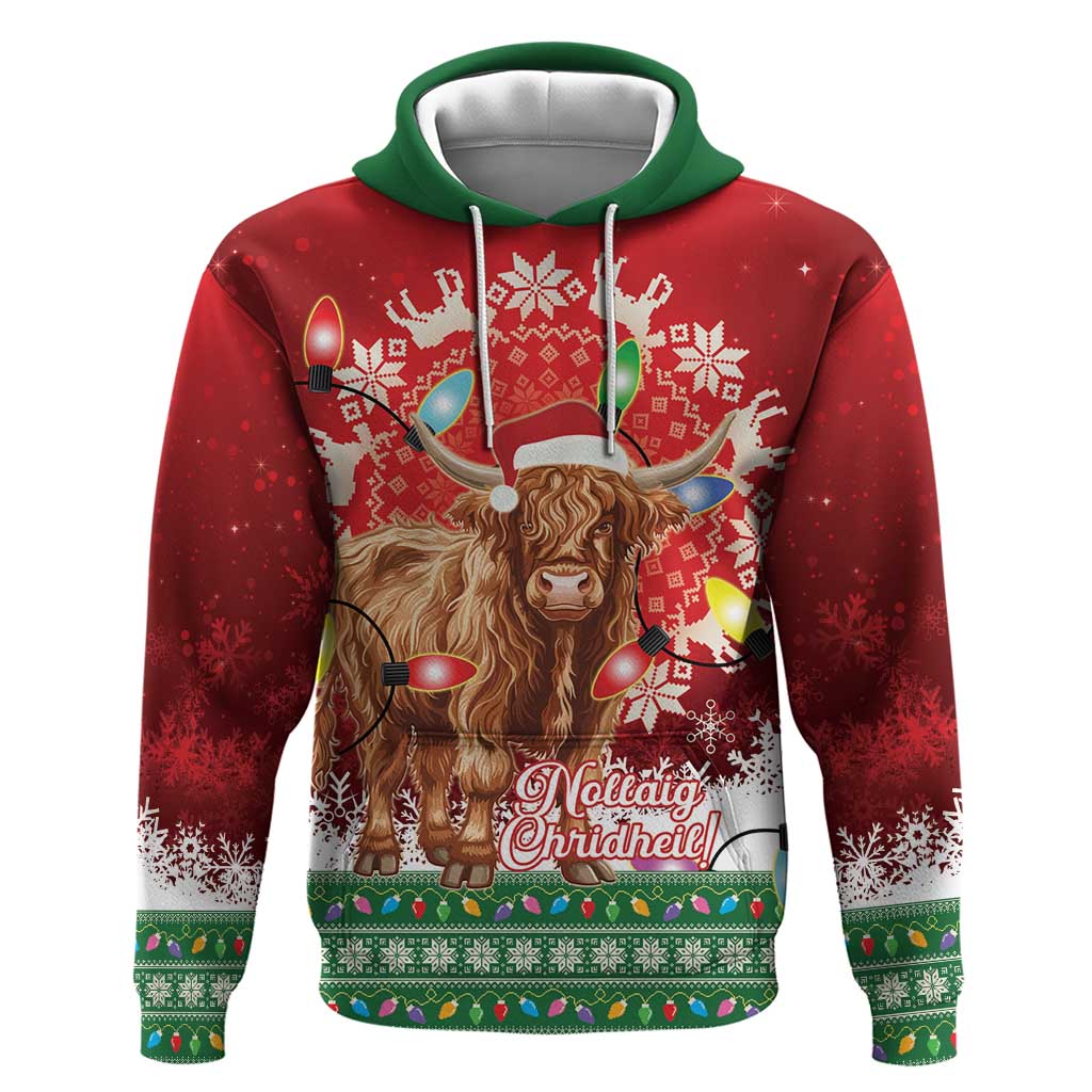 Scotland Christmas Hoodie Highland Cow Santa - Nollaig Chridheil! LT14