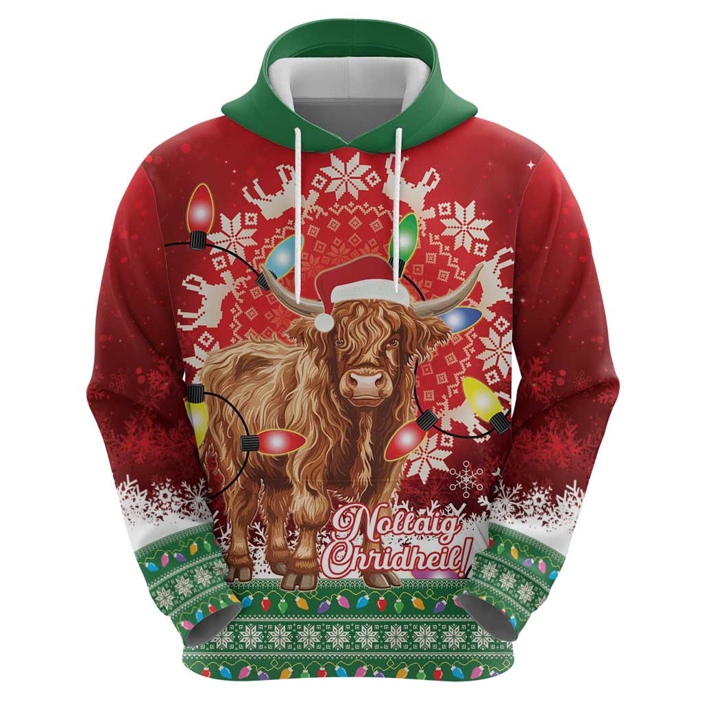 Scotland Christmas Hoodie Highland Cow Santa - Nollaig Chridheil! LT14