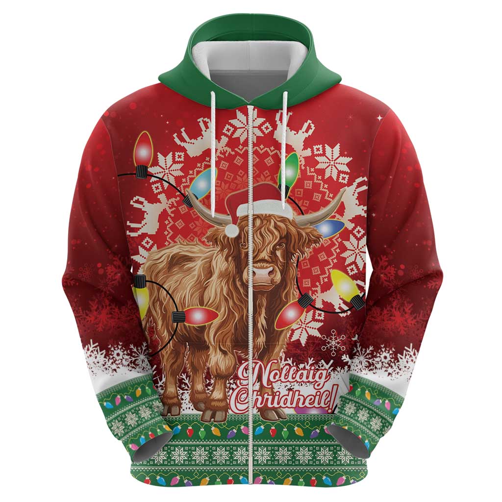 Scotland Christmas Hoodie Highland Cow Santa - Nollaig Chridheil! LT14