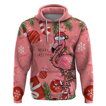 Flamingo Christmas Hoodie 2023 Seamless Xmas Vibes LT14