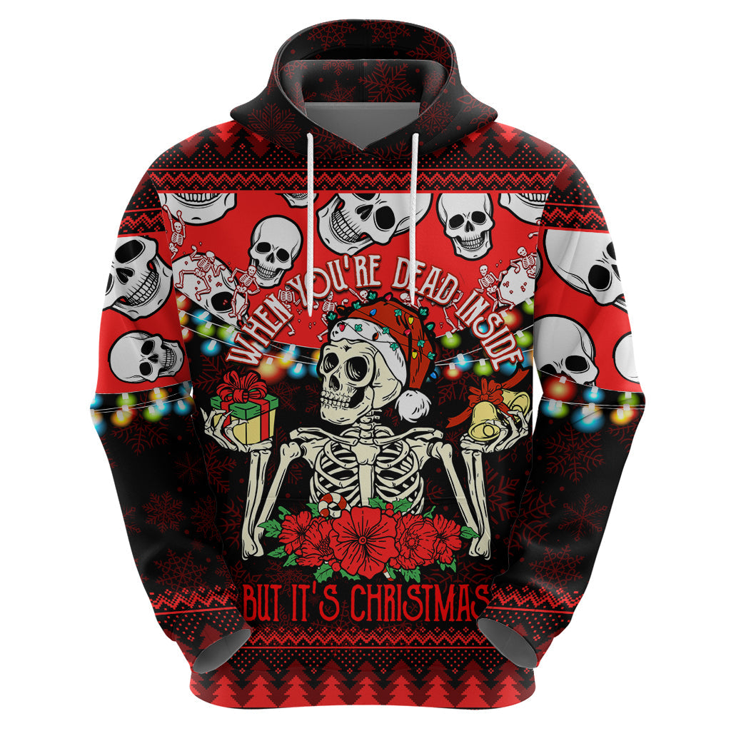 Skull Christmas Hoodie When You Are Dead Inside But It Is Christmas LT14