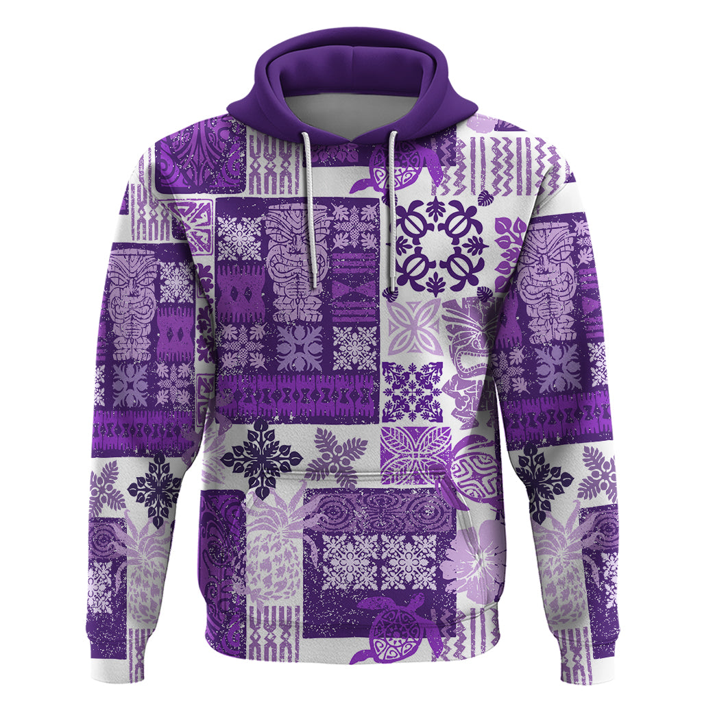 Hawaiian Quilt Hoodie Tiki Tropical Retro Purple Version LT14